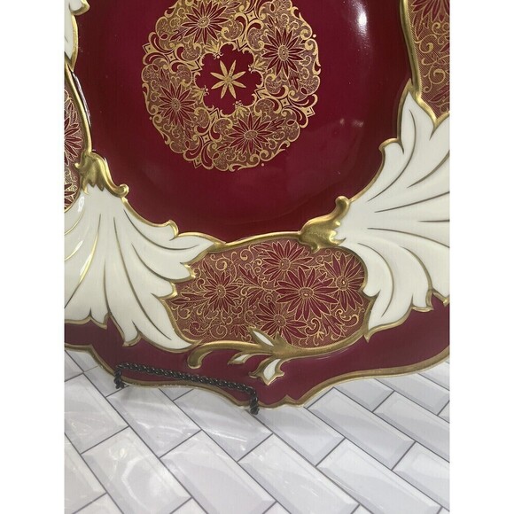 Weimar Katharina Jutta Red/ White Porcelain Cake Stand Made In Germany - Picture 9 of 16